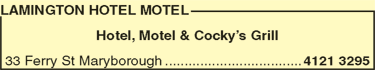 Lamington Hotel Motel - Restaurant Guide 4