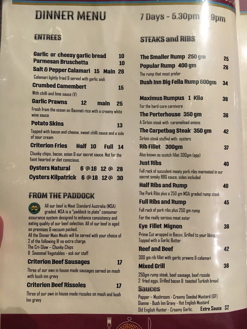 The Bush Inn Bar & Grill - Restaurant Guide 3